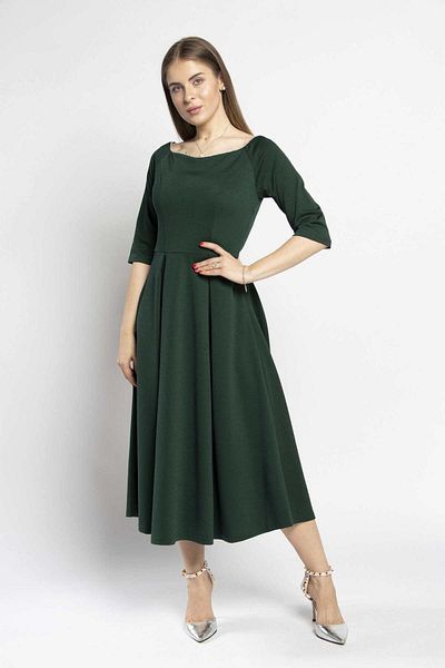 Nichii Women's Short Sleeve Wide Neck Midi Dress