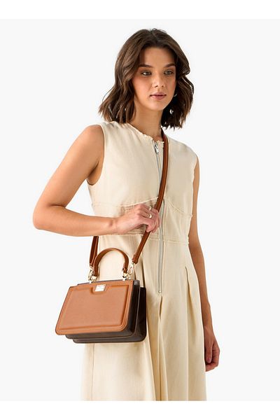 Flora Bella by Shoexpress Flora Bella Solid Crossbody Bag with Detachable Shoulder Strap and Top Handle