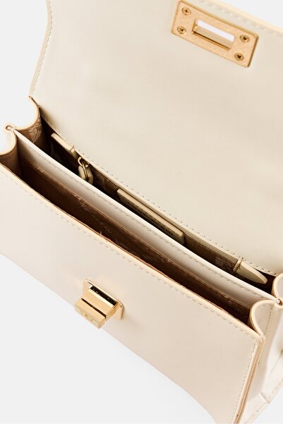 Anne Klein Women Brand Logo Mini Flap Satchel Bag, Off White