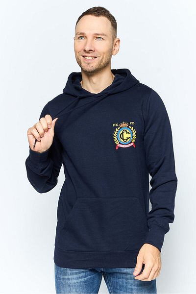 CROOKS CASTLES Men Hooded Long Sleeves Brand Logo Sweatshirt, Navy