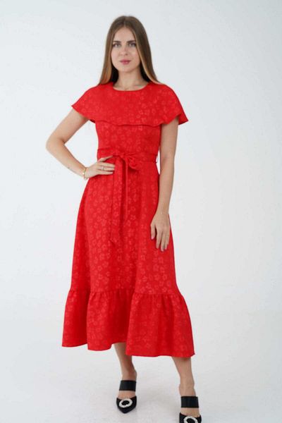 Nichii Short Sleeve Midi Dress with Ribbon Detail