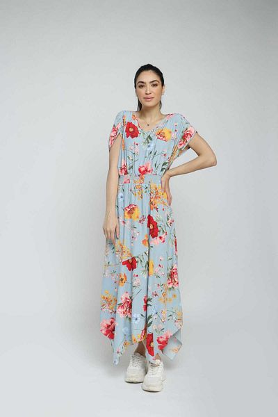 Nichii Floral Print Short Butterfly Sleeve Midi Dress
