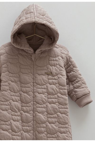Caramell Organic Cotton Quilted Baby Romper – Hooded Romper (1-12 Months)