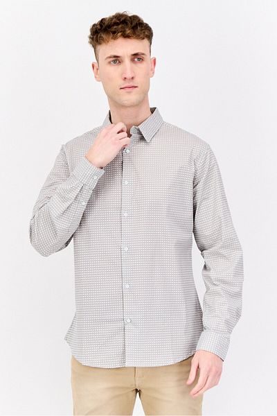 Paper Denim & Cloth Men Regular Fit Allover Print Long Sleeves Casual Shirt, White