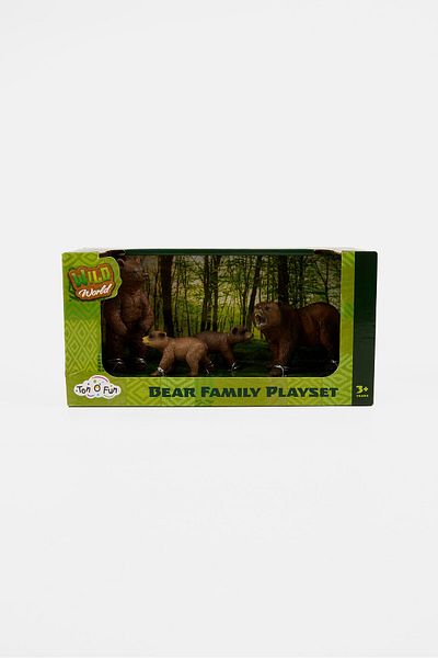 Ton O' Fun 4 Piece Realistic Bear Family Animal Figure Playset