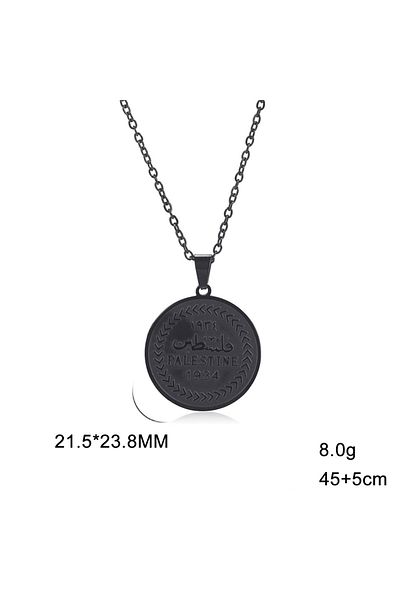 Viking Palestinian Coin Medallion Tarnish-Free & Rustproof 316L Steel Necklace