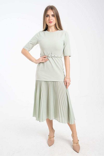 Nichii Women's Midi Dress with Pleated Hem