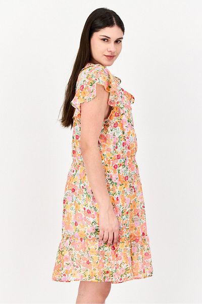 Marissa Olivia Women V Neck Floral Mini Dress, Multicolour