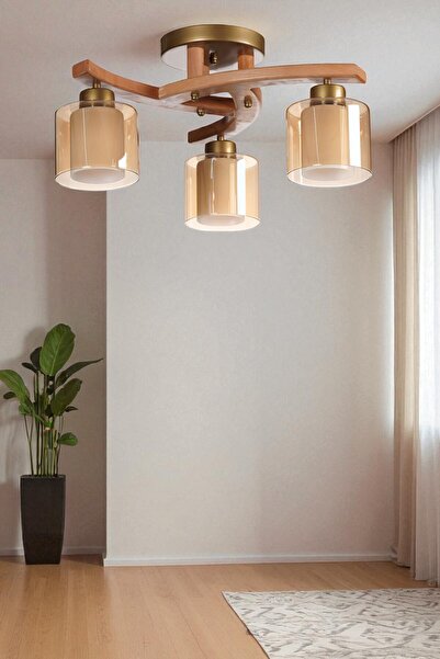 Lumexx WESTON 3 LÜ NATUREL ÇİFT CAMLI PLOFONYER AVİZE