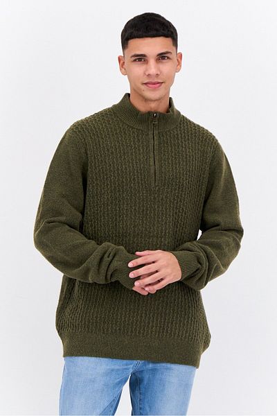Thomas Sterling Men Mock Neck Knitted Sweater, Olive