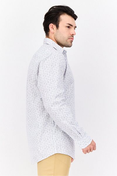 Truth Substance Men Regular Fit All Over Print Long Sleeves Casual Shirt, White