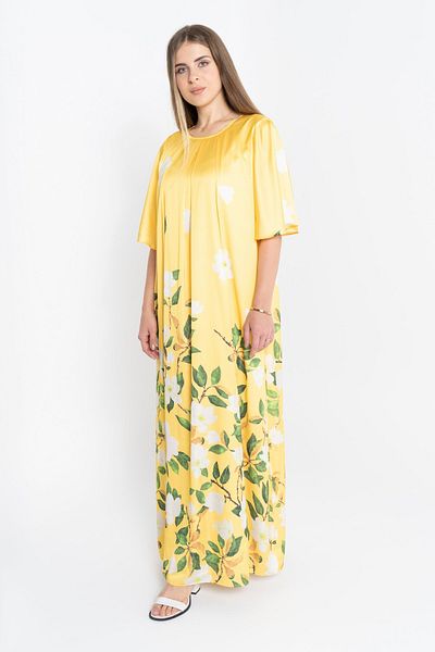 Nichii Women's Floral Maxi Dress with Short Sleeves Butterfly Style