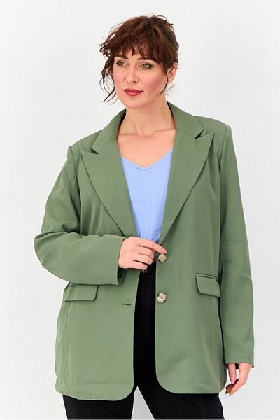 Archive Design Studio Women Regular Fit Plain Casual Blazer, Olive