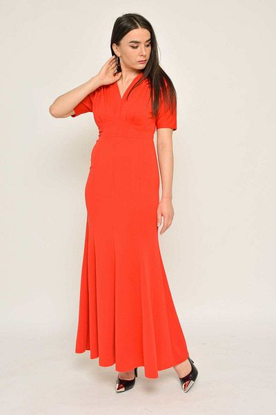 Nichii Women's Flared Long Dress with Short Sleeves