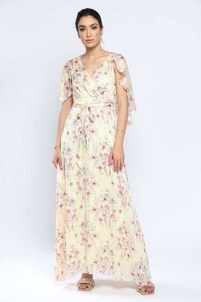 Nichii Floral Maxi Dress with Open Sleeves