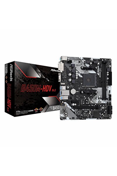 ASROCK B450M-HDV R4.0 DDR4 (3200MHz)OC M.2 DVI/VGA/HDMI PCIe 3.0 AM4 mATX Anakart