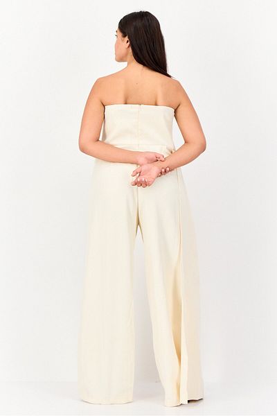 Archive Design Studio Women Plain Strapless Jumpsuit, Beige