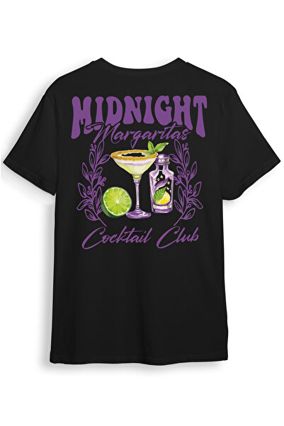WİDİ Midnight Margaritas μπροστινό και πίσω εμπριμέ 100% βαμβακερό μπλουζάκι ...