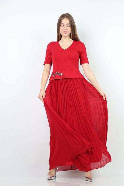 Nichii Embroidered Waist Short Sleeve Maxi Dress