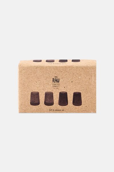 RAW Crafted Concept 2 Pcs Salt And Paper Shakers Set, Grey