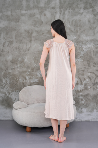 CT MODA Γυναικείο νυχτικό εγκυμοσύνης με δαντέλα βιζόν, καλοκαιρινό ειδικό σχέδιο 100% βαμβάκι