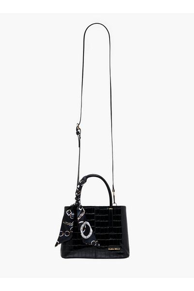 Flora Bella by Shoexpress Flora Bella Scarf Accent Tote Bag with Detachable Strap and Button Closure