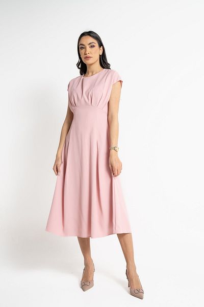 Nichii Women's Short Sleeve Ruched Midi Dress