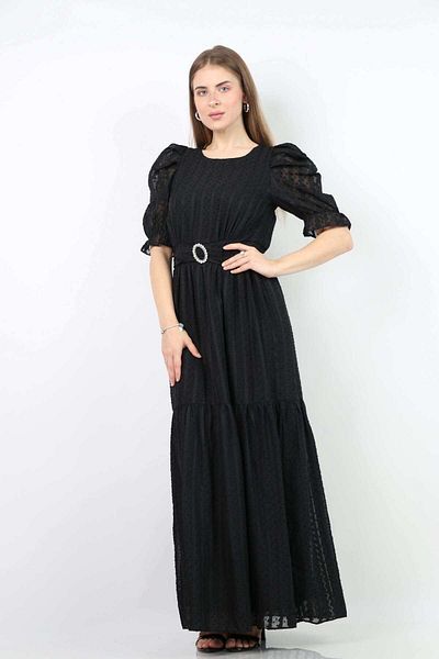 Nichii Ruffled Chiffon Maxi Dress with Belt