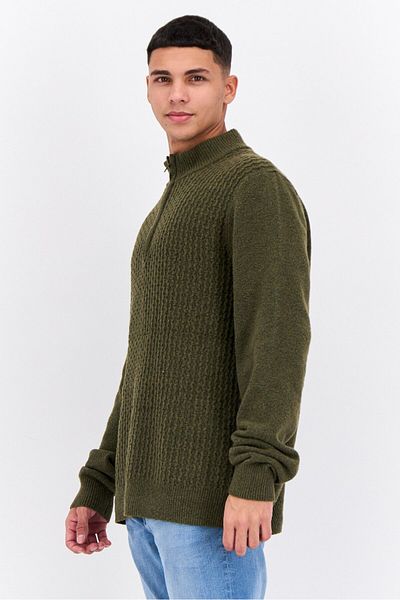 Thomas Sterling Men Mock Neck Knitted Sweater, Olive