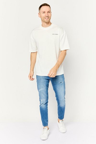 Core Elements Men Crew Neck Short Sleeve Brand Logo T-Shirts, Off White