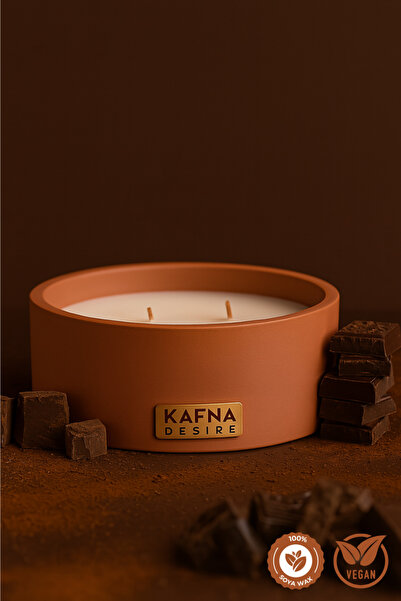 KAFNA Çikolata Kokulu Kahverengi Beton Mum – %100 Soya Wax, El Yapımı, Doğal ...