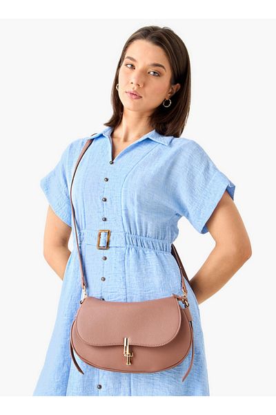 Flora Bella by Shoexpress Flora Bella Textured Crossbody Bag with Detachable Shoulder Strap