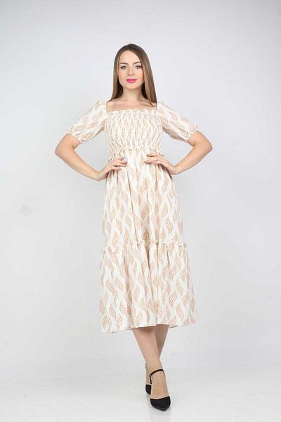 Nichii Square Neck Short Sleeve Midi Dress