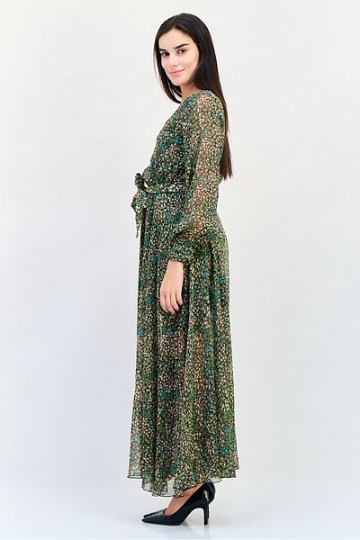 Spy Zone Exchange Women Floral Print Belted Maxi Dress, Multicolor