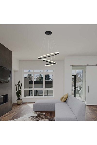 V-TAC LED chandelier 8017-VT, 32W, 3880lm, warm light, IP20, black,
