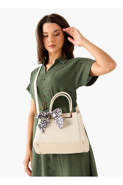 Flora Bella by Shoexpress Flora Bella Solid Tote Bag with Double Handle and Scarf Accent