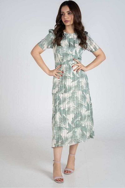 Nichii Floral Short-Sleeve Midi Dress