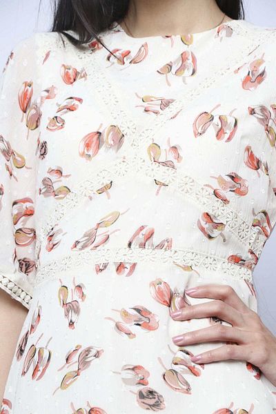 Nichii Women's Short Sleeve Midi Polyester Dress