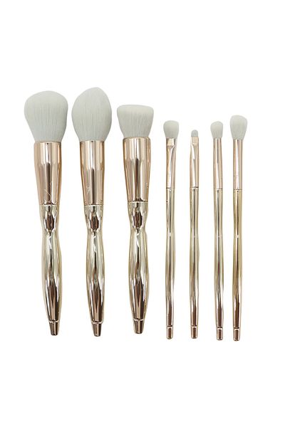 OEM Set de frumusete cu 7 pensule portabile pentru machiaj, aspect metalic, MP-701