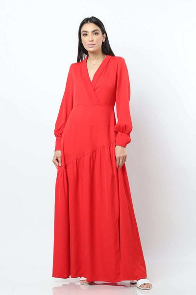 Nichii Long Puff Sleeve Dress with Seven Neckline Opening