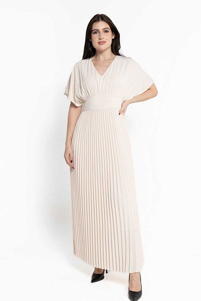 Nichii Pleated Women's Maxi Dress with Butterfly Sleeves