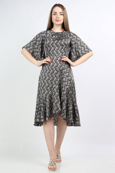 Nichii Short Butterfly Sleeve Printed Midi Wrap Dress