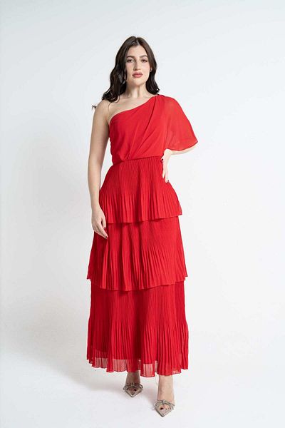 Nichii Women's Pleated Maxi Dress with Butterfly Sleeves