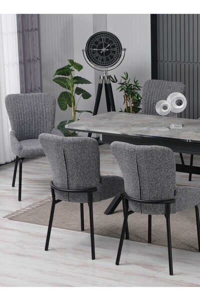 Sar Pakete Venüs Delta Serisi, Lak Panel Masa Takımı – 6 Sandalyeli 170x90 cm Şık Yemek Masası