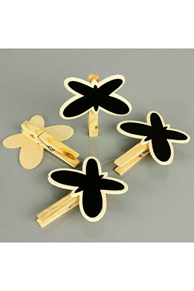 HOBİ55 مجموعة من 4 ألواح خشبية ذات مزلاج على شكل فراشة