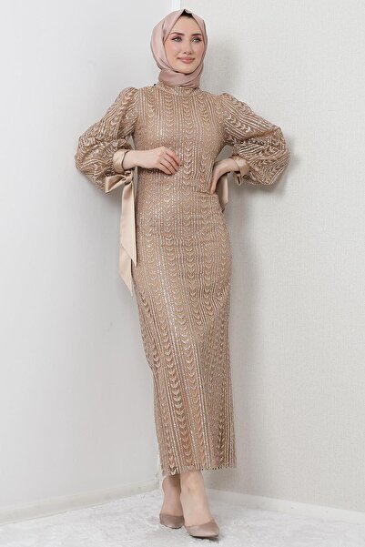 giz astore İnci Tesettür Abiye Gold