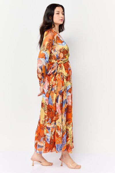 Spy Zone Exchange Women Graphic Print Belted Maxi Dress, Multicolor