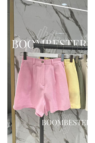 BoomBester Women's Premium Quality Linen Flam Shorts Lined with Elastic Waist