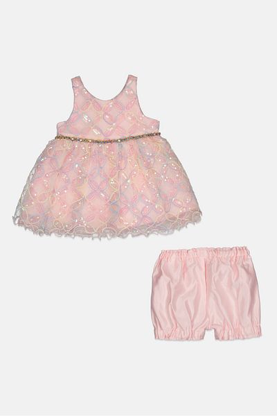 American Princess Toddlers Girl 2 Pieces Sequined Partywear Dress And Short Set, Multicolor