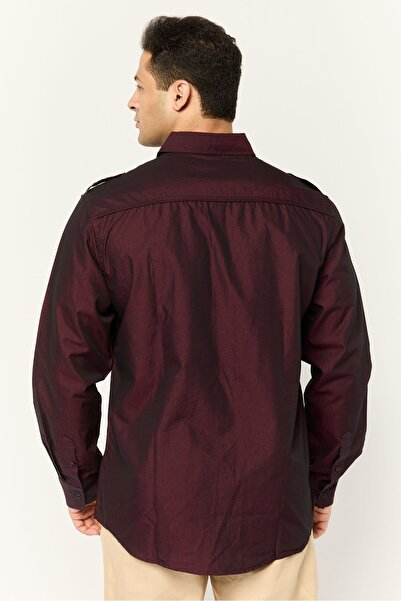 Truth Substance Men Regular Fit Plain Long Sleeve Casual Shirt, Deep Red